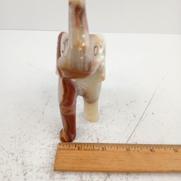Hand-Carved Onyx Elephant Figurine – Natural Stone Decor with Raised Trunk - Picture 16 of 16
